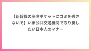 【新幹線の座席ポケットにゴミを残さないで】いま公共交通機関で取り戻したい日本人のマナー