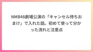 NMB48劇場公演の「キャンセル待ちおまけ」で入れた話。初めて使って分かった流れと注意点