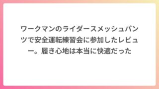 ワークマンのライダースメッシュパンツで安全運転練習会に参加したレビュー。履き心地は本当に快適だった