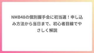 NMB48の個別握手会に初当選！申し込み方法から当日まで、初心者目線でやさしく解説